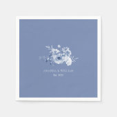Serviette En Papier Bleu Dusty "Est. Serviettes Mariages 2025 pouces (Devant)