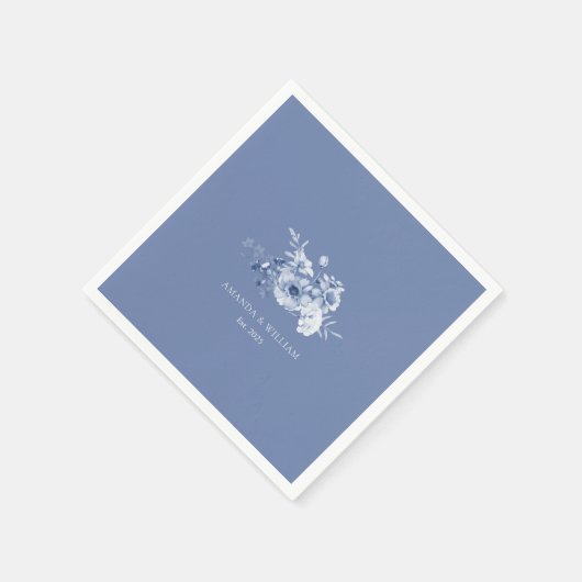 Serviette En Papier Bleu Dusty "Est. Serviettes Mariages 2025 pouces (Coin)