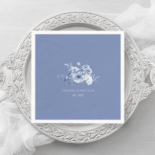 Serviette En Papier Bleu Dusty "Est. Serviettes Mariages 2025 pouces
