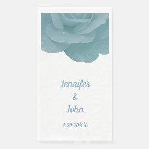 Serviette En Papier Bleu Dusty Floral Rose Élégant Joli Cool Mariage