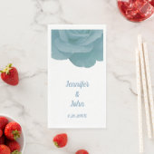 Serviette En Papier Bleu Dusty Floral Rose Élégant Joli Cool Mariage (En situation)