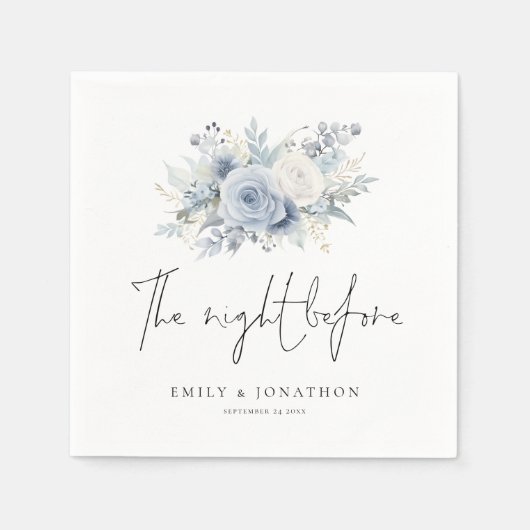 Serviette En Papier Bleu Dusty Nuit avant les noms (Devant)