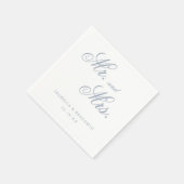 Serviette En Papier Bleu Dusty Traditionnel Mariage Élégant (Coin)