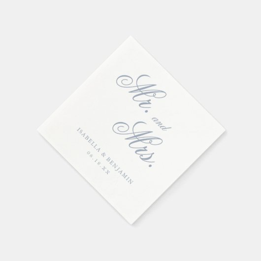 Serviette En Papier Bleu Dusty Traditionnel Mariage Élégant (Coin)