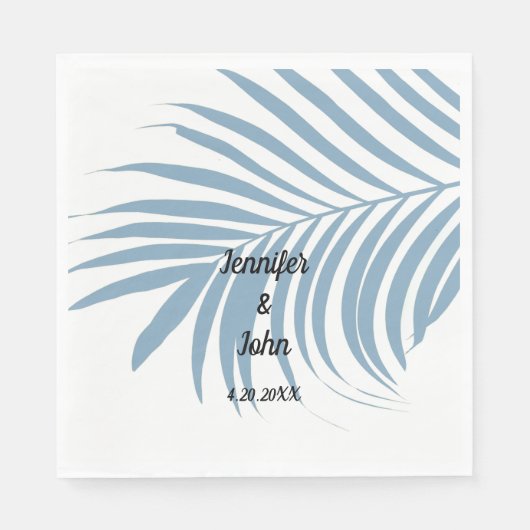 Serviette En Papier Bleu Dusty Tropical Palm Tree feuille mignonne Mar (Devant)