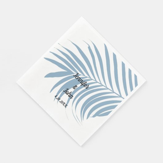 Serviette En Papier Bleu Dusty Tropical Palm Tree feuille mignonne Mar (Coin)