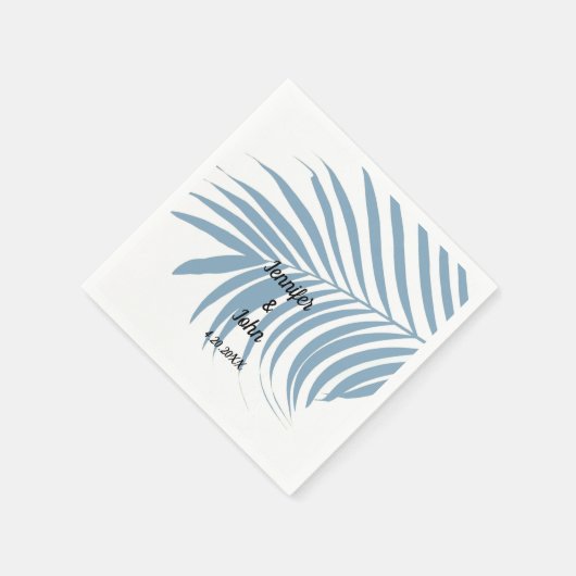 Serviette En Papier Bleu Dusty Tropical Palm Tree feuille mignonne Mar (Coin)