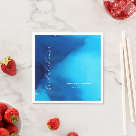 Serviette En Papier Bleu Électrique Simple Encre Moderne (En situation)