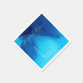 Serviette En Papier Bleu Électrique Simple Encre Moderne (Coin)