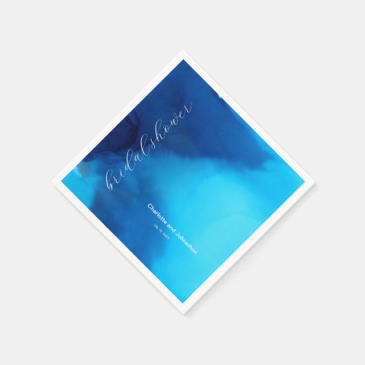 Serviette En Papier Bleu Électrique Simple Encre Moderne (Coin)