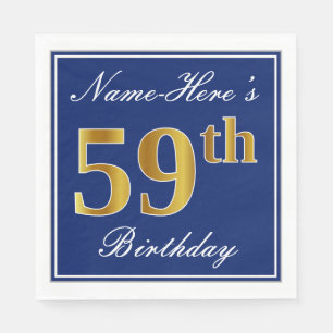 Serviette En Papier Bleu élégant, anniversaire d'or de Faux