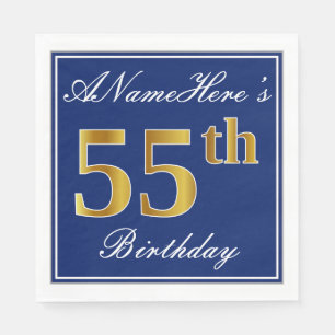 Serviette En Papier Bleu élégant, anniversaire d'or de Faux