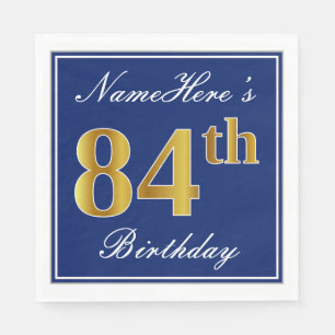 Serviette En Papier Bleu élégant, anniversaire d'or de Faux