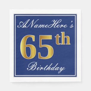 Serviette En Papier Bleu élégant, anniversaire d'or de Faux