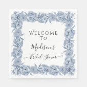 Serviette En Papier Bleu Elegant Floral Chinoiserie Fête des mariées (Devant)