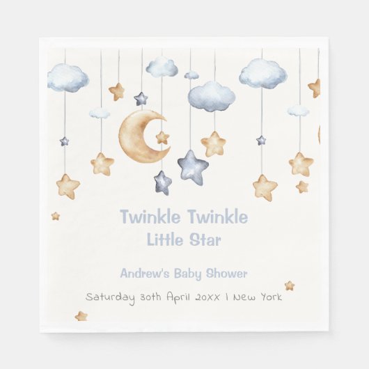 Serviette En Papier Bleu Elegant Twinkle Baby shower Twinkle (Devant)