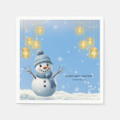 Serviette En Papier Bleu Elegant Whimsical Winter Snowman Baby shower (Devant)