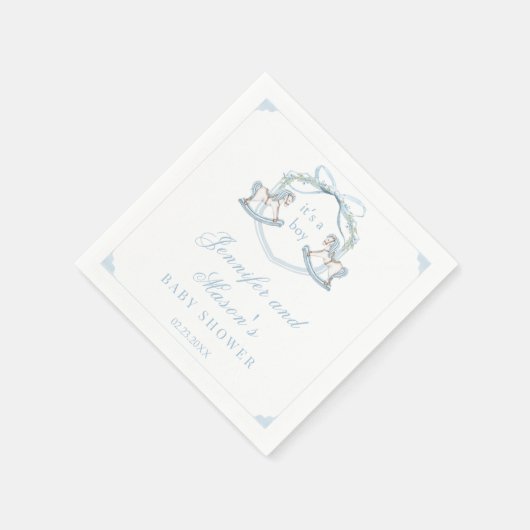 Serviette En Papier Bleu en bois rocking cheval crête bébé garçon douc (Coin)