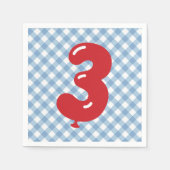 Serviette En Papier Bleu En vichy Rouge Numéro 3 Napkin (Devant)