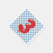 Serviette En Papier Bleu En vichy Rouge Numéro 3 Napkin (Coin)