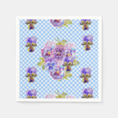 Serviette En Papier Bleu En vichy Shabby Chic fleurs Serviette serviet (Devant)