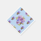 Serviette En Papier Bleu En vichy Shabby Chic fleurs Serviette serviet (Coin)