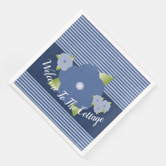 Serviette En Papier Bleu Et Blanc (Coin)