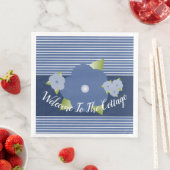 Serviette En Papier Bleu Et Blanc (En situation)