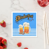 Serviette En Papier Bleu et blanc avec la bière Steins Oktoberfest Nap (En situation)