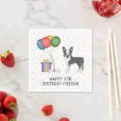 Serviette En Papier Bleu Et Blanc Boston Terrier Cute Dog - Anniversai (En situation)