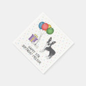 Serviette En Papier Bleu Et Blanc Boston Terrier Cute Dog - Anniversai (Coin)