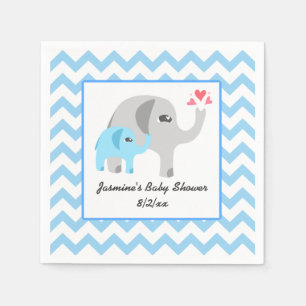 Serviette En Papier Bleu et blanc de baby shower d'éléphant