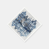 Serviette En Papier Bleu et blanc Delft maisons traditionnelles (Coin)