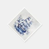 Serviette En Papier Bleu et blanc Delft voilier en mer (Coin)