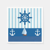 Serviette En Papier Bleu et Blanc Nautique thème Monogramme design. (Devant)