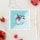 Serviette En Papier Bleu et blanc Ocra Ocean Beach Nautique (En situation)