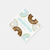 Serviette En Papier Bleu et chocolat saupoudrer les beignets fête d'an (Coin)