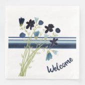 Serviette En Papier Bleu et Floral Bienvenue (Devant)