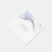Serviette En Papier Bleu et floral roux élégant (Coin)
