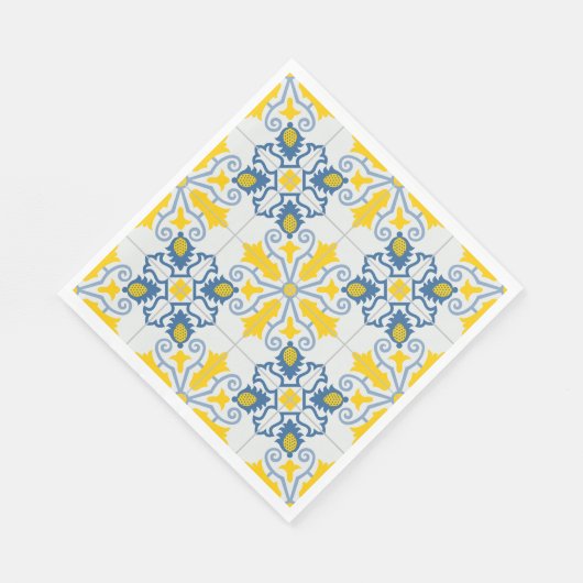 Serviette En Papier Bleu et jaune joli carrelage portugais motif (Coin)