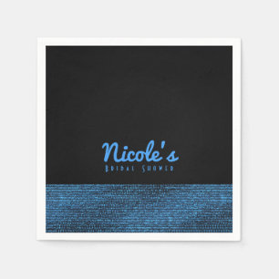 Serviette En Papier Bleu et noir Moderne Glam Paillettes Élégant Chic