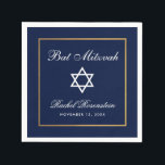 Serviette En Papier Bleu et or bat mitzvah<br><div class="desc">Napkin bat mitzvah en papier bleu et or</div>