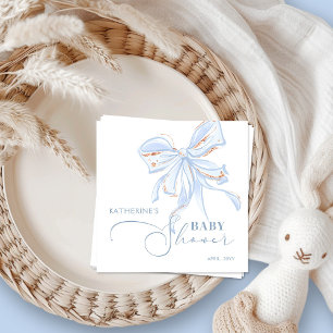 Serviette En Papier Bleu et or Bow Chic Boy Baby shower