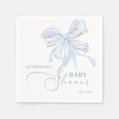 Serviette En Papier Bleu et or Bow Chic Boy Baby shower (Devant)