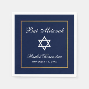 Serviette En Papier Bleu et or de bat mitzvah