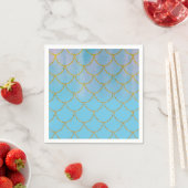 Serviette En Papier Bleu et or Iridescente Shimmer Mermaid Party (En situation)
