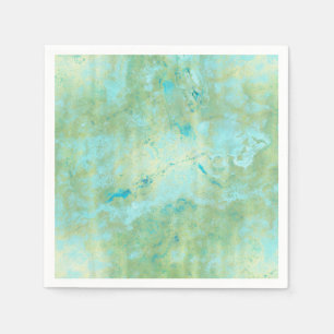 Serviette En Papier Bleu et Or Moderne Marbré Abstrait Éclaboussure de