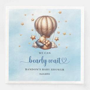 Serviette En Papier Bleu et or Nous pouvons attendre l'ours en peluche