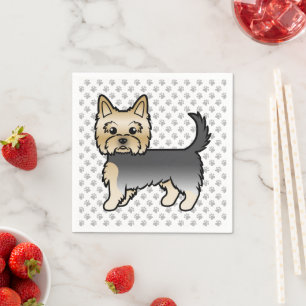 Serviette En Papier Bleu Et Or Yorkshire Terrier Cartoon Chien Et Patr