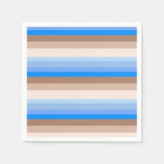 Serviette En Papier Bleu et rayures Brown (Devant)